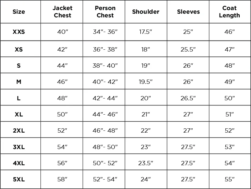 Size chart